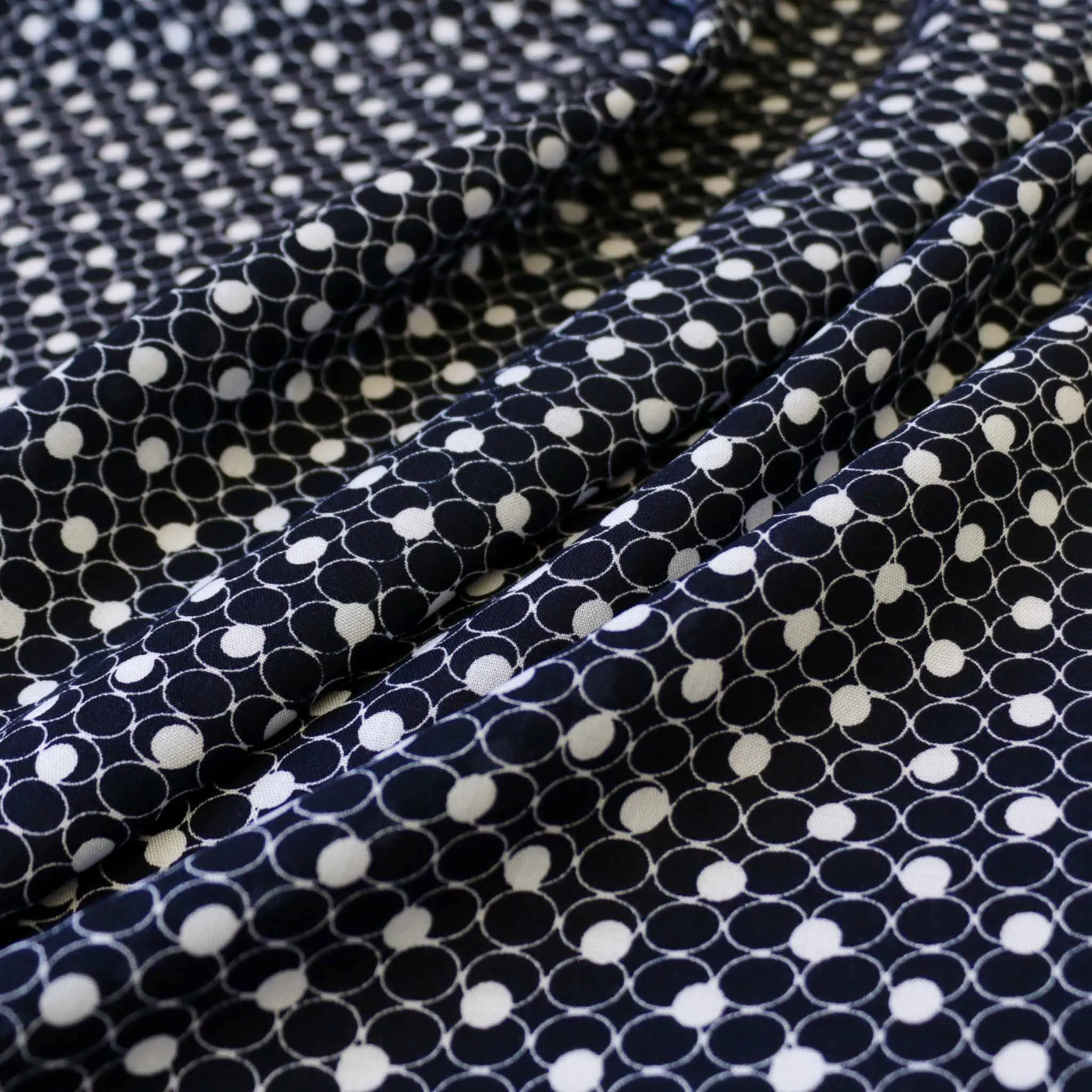 Viscose Challis Fabric - Black and navy