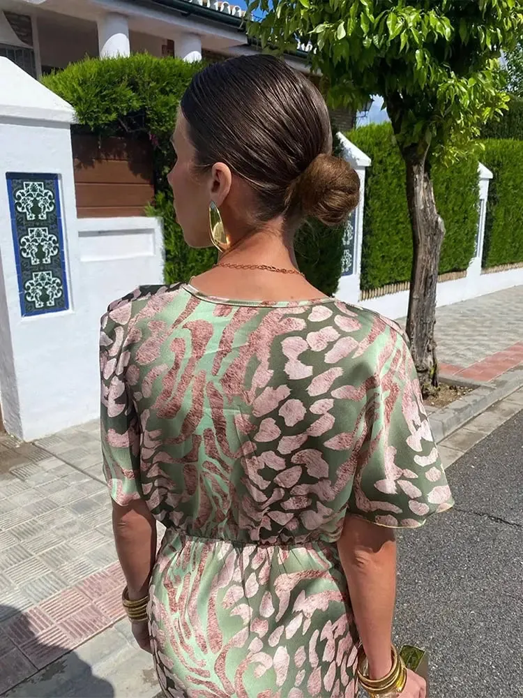 Women's Elegant Twisted Wrap V-Neck Dress | Midi