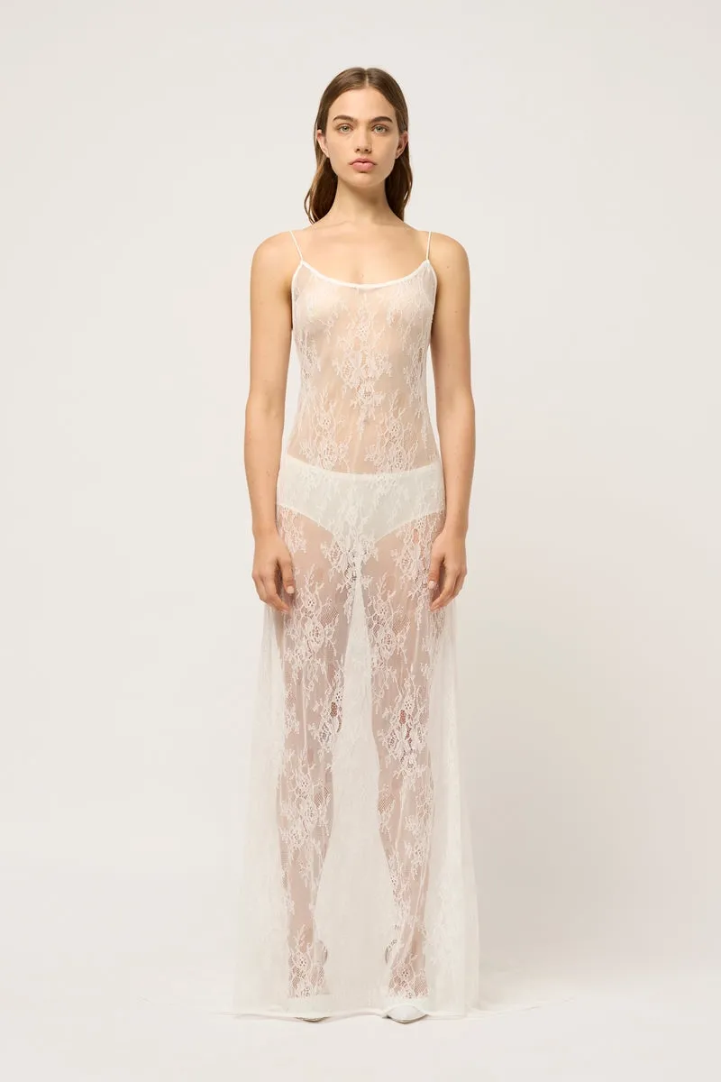 WOMENS SHENISE LACE DRESS WITH TRAIN
