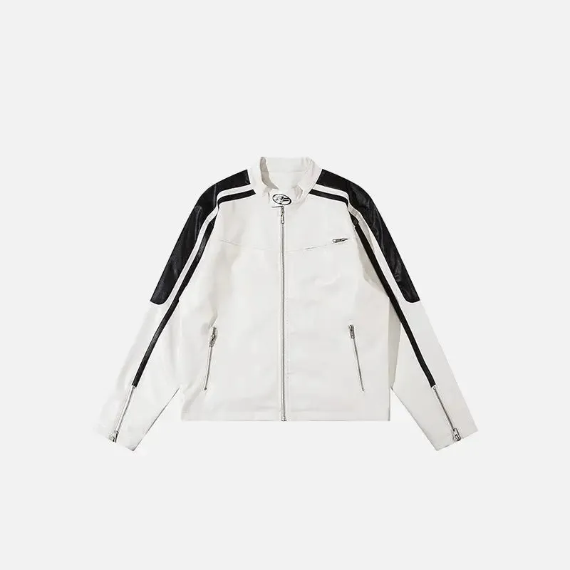 Y2K Women's Leather Cropped Running Jacket for Stylish Outerwear