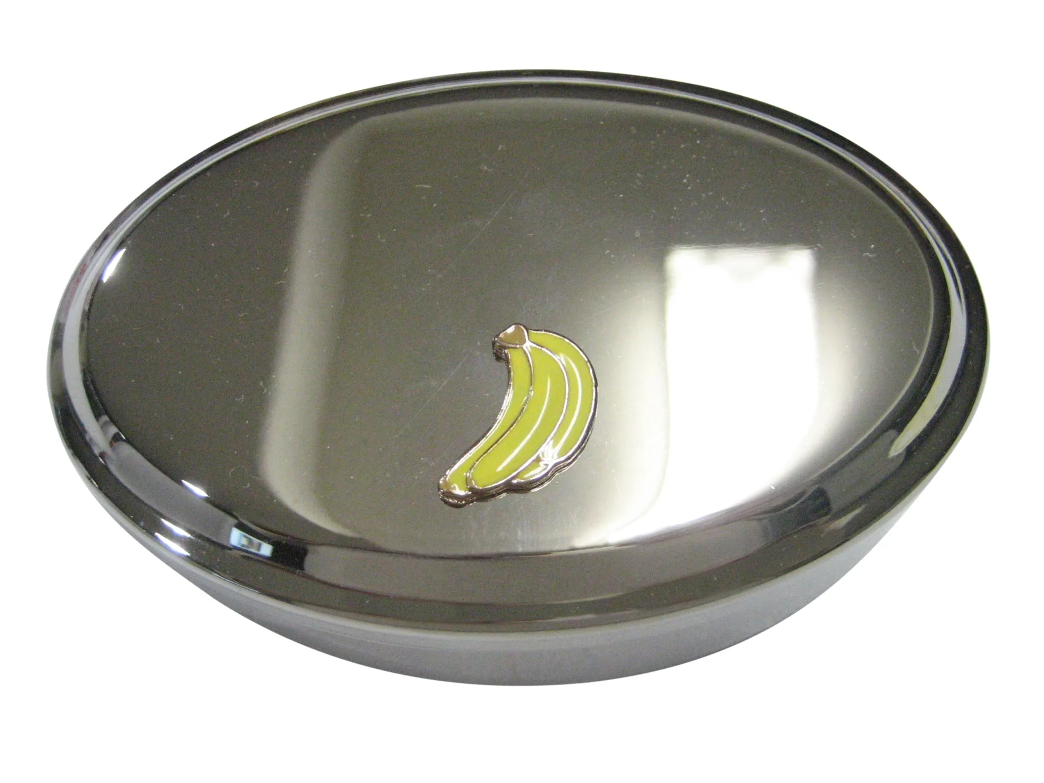 Yellow Bunch Of Banana Fruits Oval Trinket Jewelry Box
