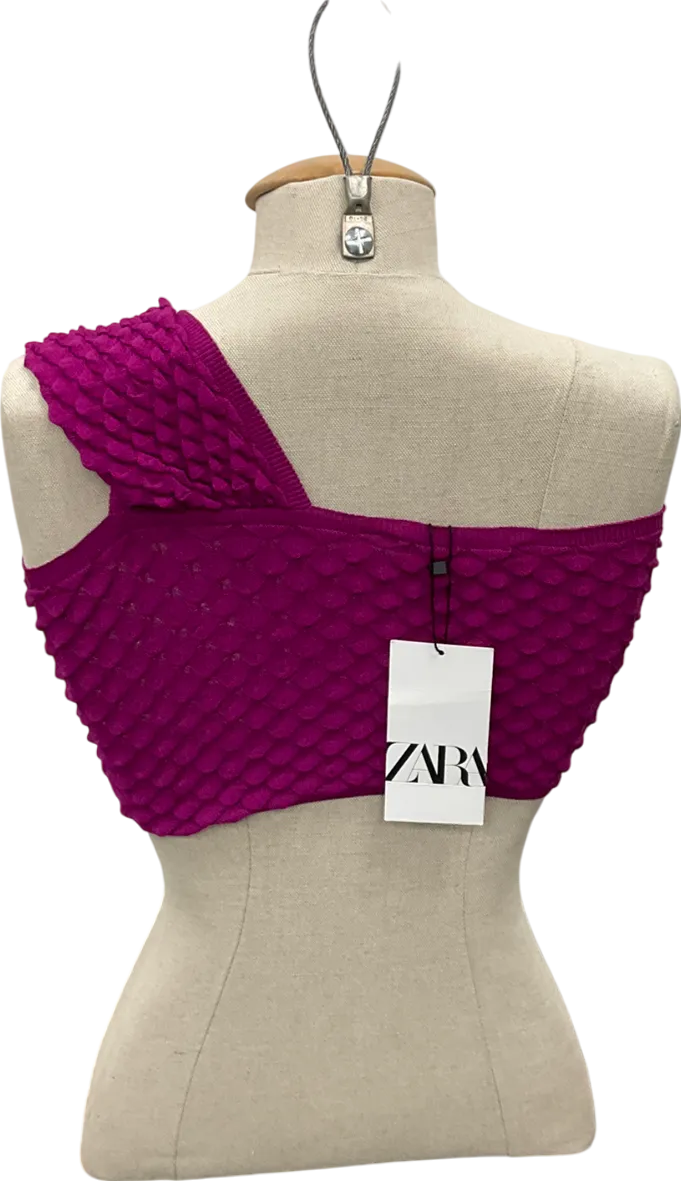 ZARA Purple Knot Front Cropped Top UK S